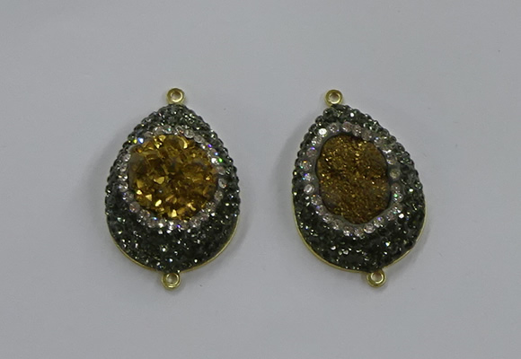 NGC1100 25*35mm teardrop druzy agate connectors wholesale
