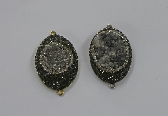 NGC1108 25*35mm oval druzy agate connectors wholesale