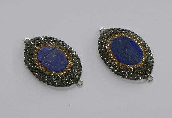 NGC1160 25*35mm oval lapis lazuli gemstone connectors wholesale