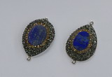 NGC1161 25*35mm teardrop lapis lazuli gemstone connectors wholesale