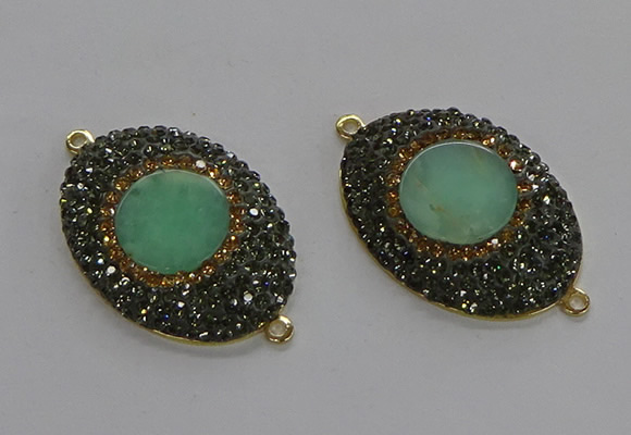 NGC1175 25*35mm oval Australia chrysoprase connectors wholesale