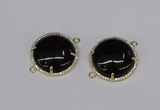 NGC1219 30mm flat round agate gemstone connectors wholesale
