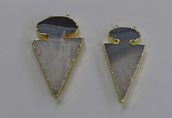 NGC1438 25*50mm - 30*55mm arrowhead agate gemstone connectors