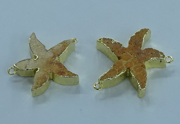 NGC1445 28mm - 30mm starfish fossil coral connectors wholesale
