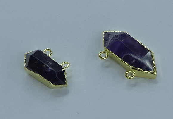 NGC1453 10*24mm - 14*35mm hexagon amethyst connectors wholesale
