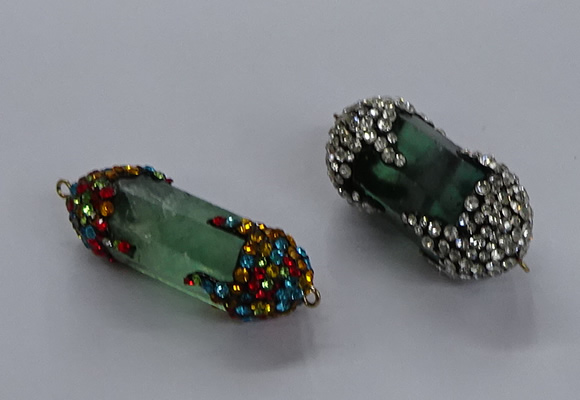 NGC1465 15*40mm - 15*45mm faceted nuggets green fluorite connectors