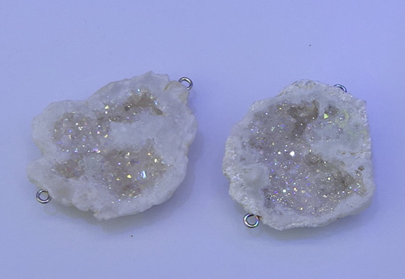 NGC1470 28*35mm - 40*45mm freeform plated druzy agate connectors
