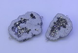 NGC1472 28*35mm - 40*45mm freeform plated druzy agate connectors