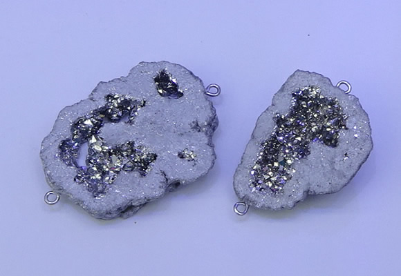 NGC1472 28*35mm - 40*45mm freeform plated druzy agate connectors