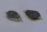 NGC1524 18*28mm freeform druzy quartz gemstone connectors wholesale