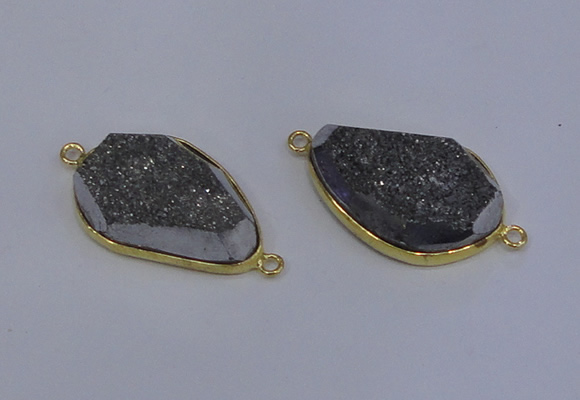 NGC1524 18*28mm freeform druzy quartz gemstone connectors wholesale