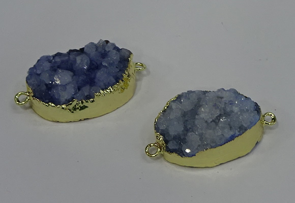NGC1579 18*25mm - 18*28mm oval druzy quartz connectors wholesale