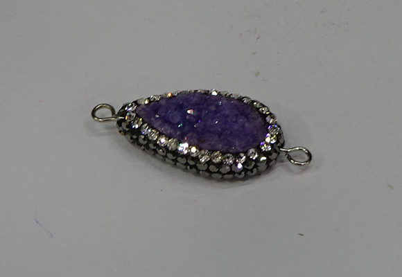 NGC1602 14*23mm flat teardrop plated quartz connectors wholesale