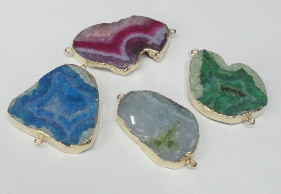 NGC163 30*40mm - 40*45mm freeform dyed blue lace agate connectors