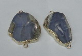 NGC164 30*40mm - 40*45mm freeform blue lace agate connectors