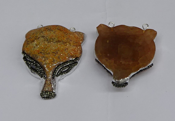 NGC1701 40*55mm - 45*60mm Fox-head agate gemstone connectors