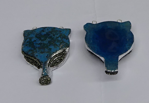 NGC1704 40*55mm - 45*60mm Fox-head agate gemstone connectors