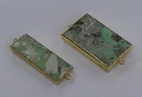 NGC1711 15*30mm - 25*45mm rectangle green gemstone connectors