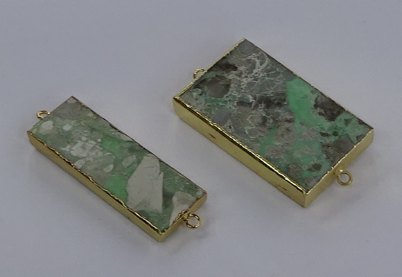 NGC1711 15*30mm - 25*45mm rectangle green gemstone connectors