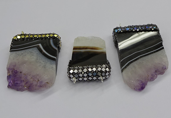 NGC1723 30*45mm - 35*55mm freeform druzy amethyst connectors