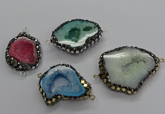 NGC1729 20*30mm - 30*40mm freeform druzy agate connectors