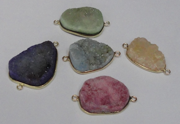 NGC173 20*30mm - 25*35mm freeform plated druzy agate connectors