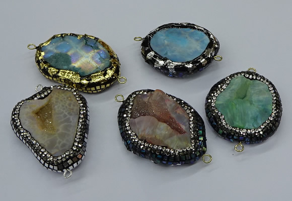 NGC1738 35*45mm - 40*55mm freeform druzy agate connectors
