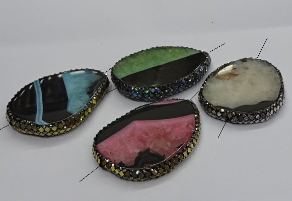 NGC1752 40*55mm - 45*65mm freeform druzy agate connectors