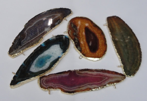 NGC176 35*70mm - 40*80mm freeform plated druzy agate connectors