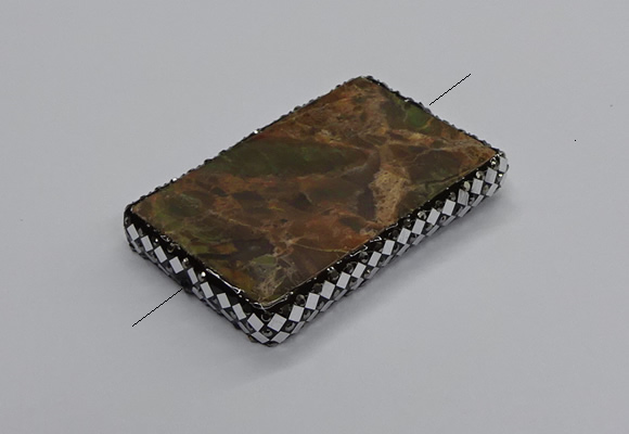 NGC1765 40*60mm rectangle ocean agate connectors wholesale