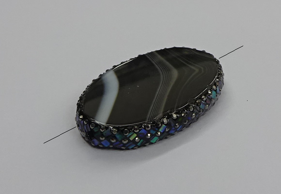 NGC1782 35*55mm oval agate gemstone connectors wholesale