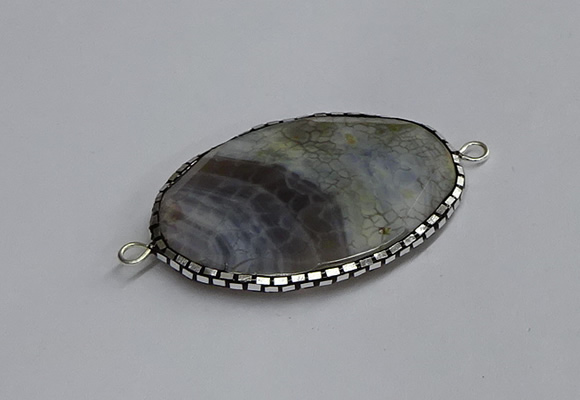 NGC1825 35*50mm oval agate gemstone connectors wholesale