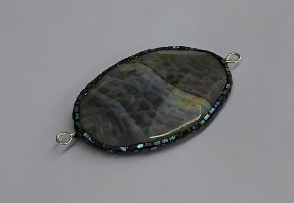 NGC1827 35*50mm oval agate gemstone connectors wholesale