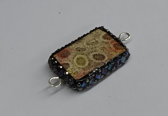 NGC1842 22*30mm - 35*45mm rectangle fossil coral connectors