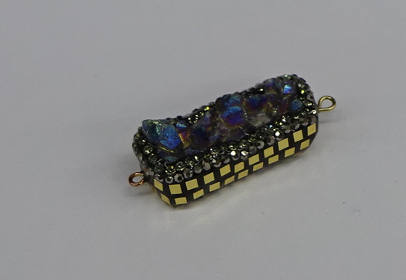 NGC1856 15*35mm - 22*30mm rectangle plated druzy amethyst connectors