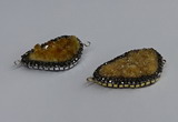 NGC1873 22*35mm - 25*40mm freeform druzy citrine connectors