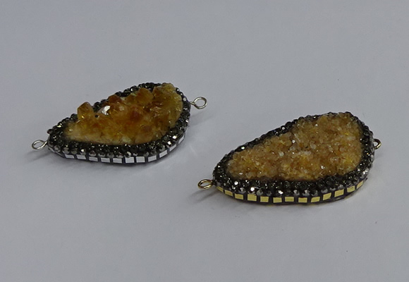 NGC1873 22*35mm - 25*40mm freeform druzy citrine connectors