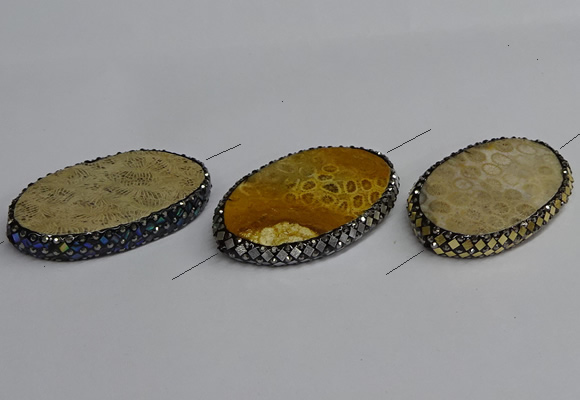 NGC1878 30*50mm - 30*55mm oval fossil coral connectors