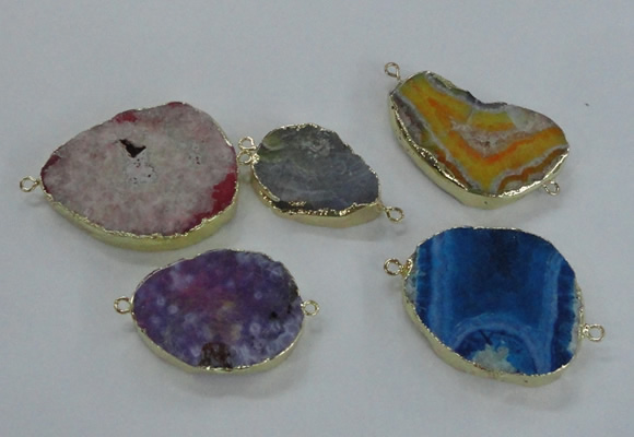 NGC248 20*30mm - 30*45mm freeform druzy agate connectors
