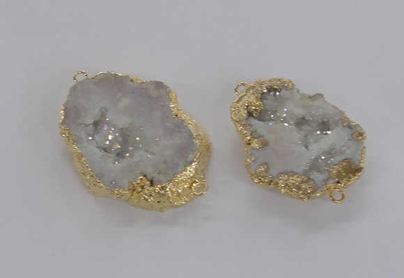 NGC267 35*45mm - 40*50mm freeform plated druzy agate connectors