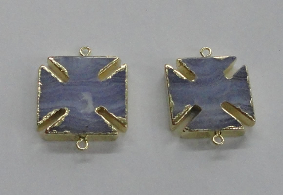 NGC275 26*26mm - 28*28mm blue lace agate gemstone connectors