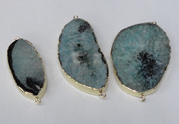 NGC283 22*45mm - 40*55mm freeform druzy agate connectors