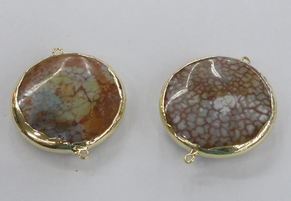 NGC298 35mm flat round agate gemstone connectors wholesale