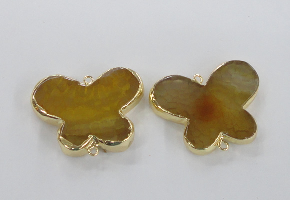 NGC316 30*38mm butterfly agate gemstone connectors wholesale