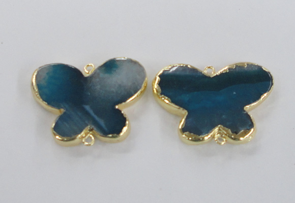 NGC319 30*38mm butterfly agate gemstone connectors wholesale