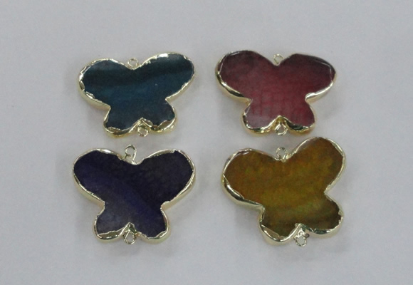 NGC320 30*38mm butterfly agate gemstone connectors wholesale