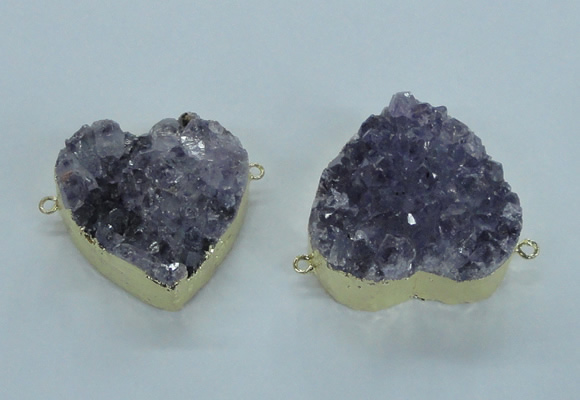 NGC371 33*35mm - 38*40mm heart druzy amethyst gemstone connectors
