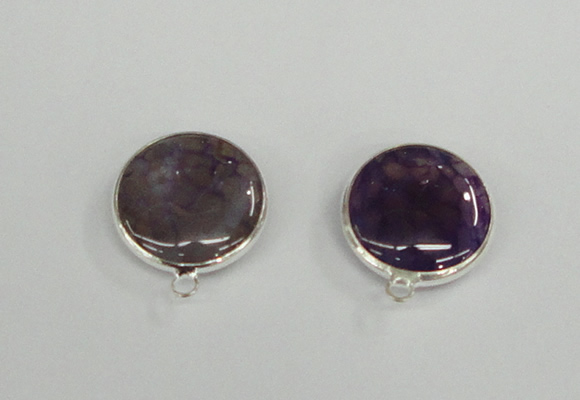 NGC380 18mm flat round agate gemstone connectors wholesale