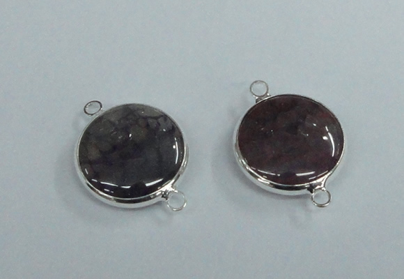 NGC385 18mm flat round agate gemstone connectors wholesale