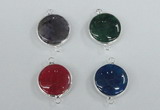 NGC390 18mm flat round agate gemstone connectors wholesale